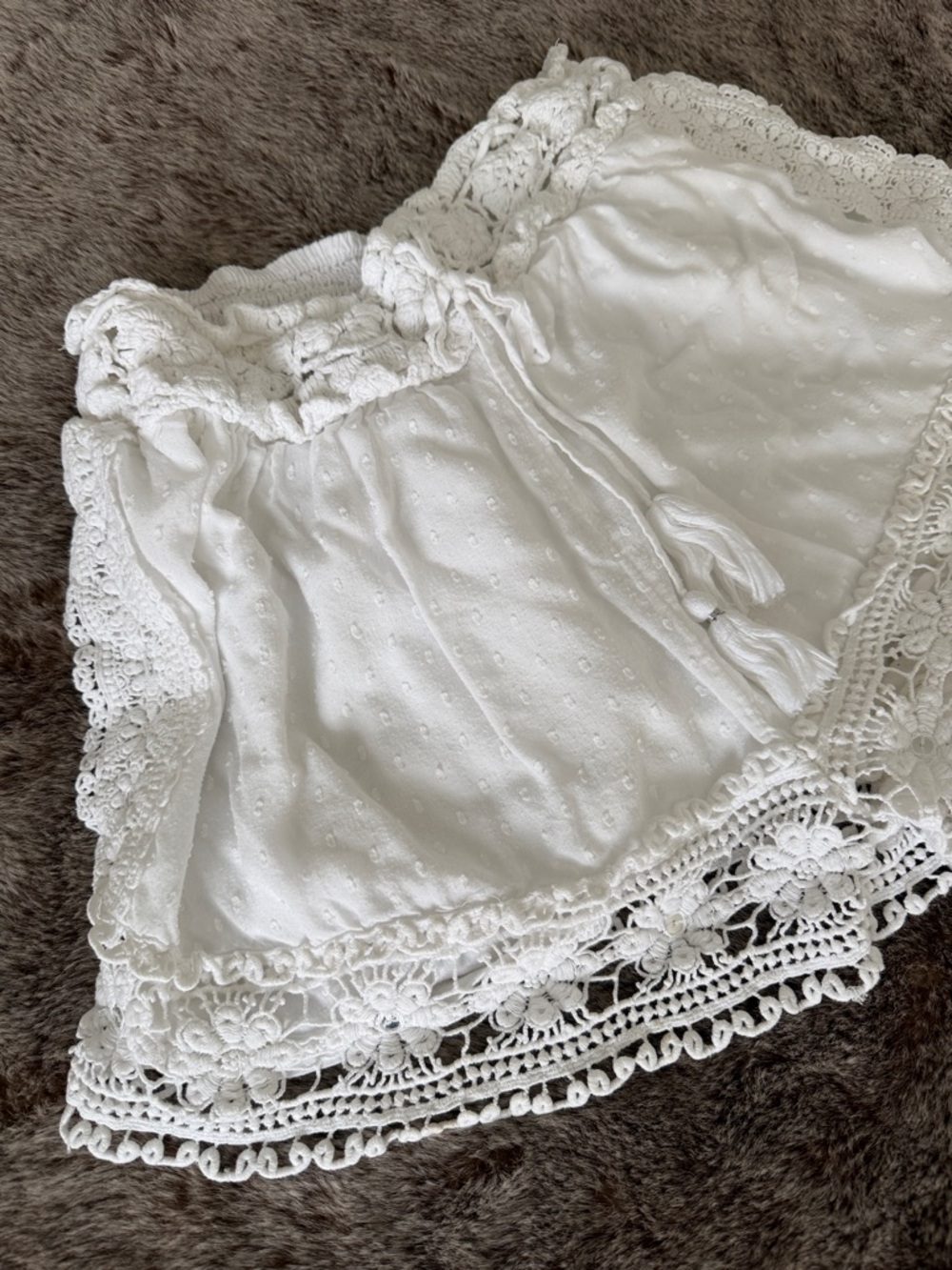 American Eagle Outfitters White High-Waist Crochet cotton Lace Comfy Shorts M - Picture 3 of 11